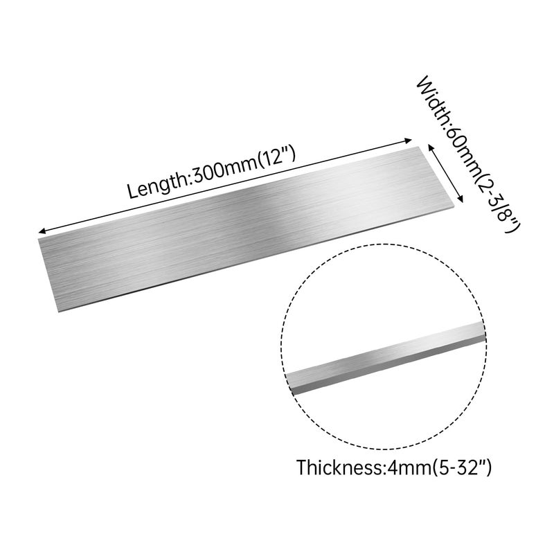 ZKOO 2pcs 304 Stainless Steel Flat Bar, 5/32" x 2-3/8" x 12" (TxWxL) Brushed Finish Trim Strips Stainless Steel Sheet for Kitchen DIY Craft Making - Image 3